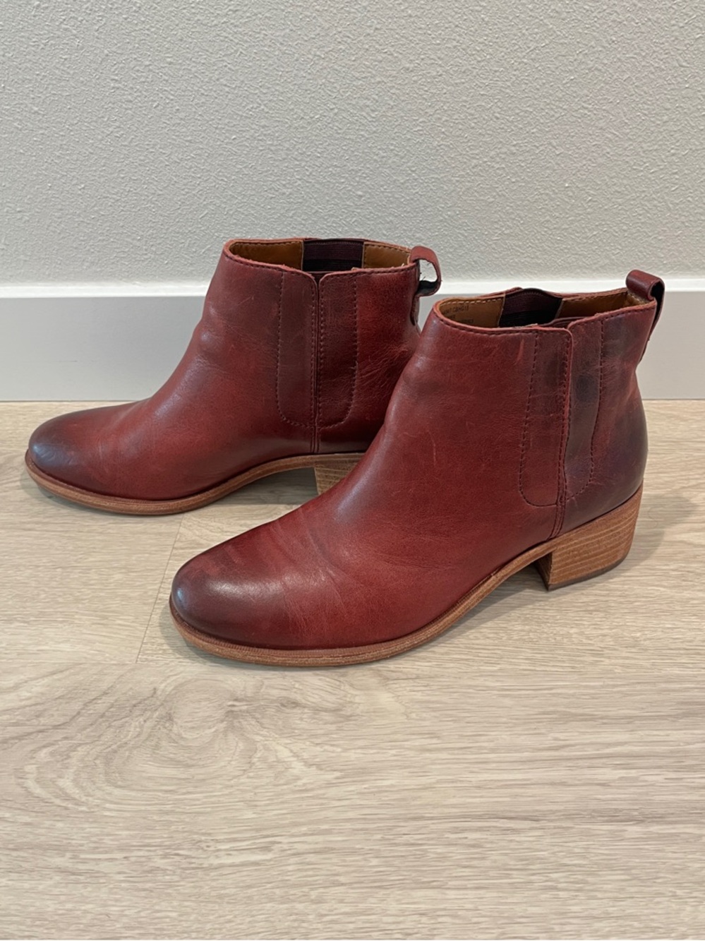 Women's Red Leather Ankle Boots